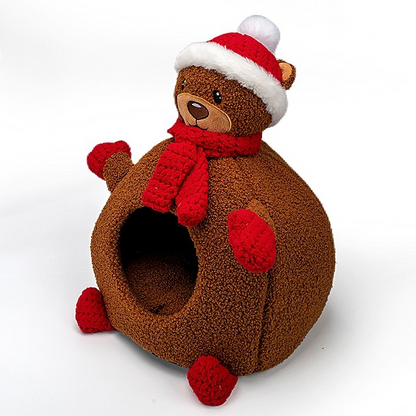 Weihnachtswarmes, weiches Haustierbett aus Fleece