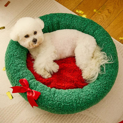 Rundes, warmes Weihnachtshaustierbett