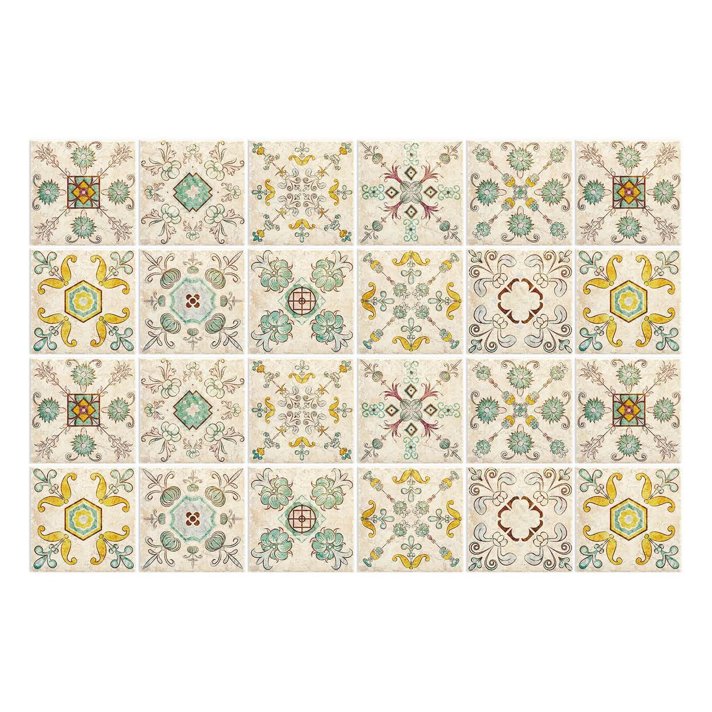 Einfache Retro-Blumen-Wandaufkleber (24 Stück)