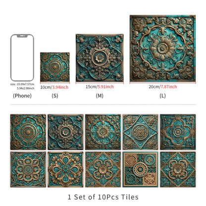 Wasserfeste Fliesenaufkleber im Vintage-Mandala-Stil (10 Stück)
