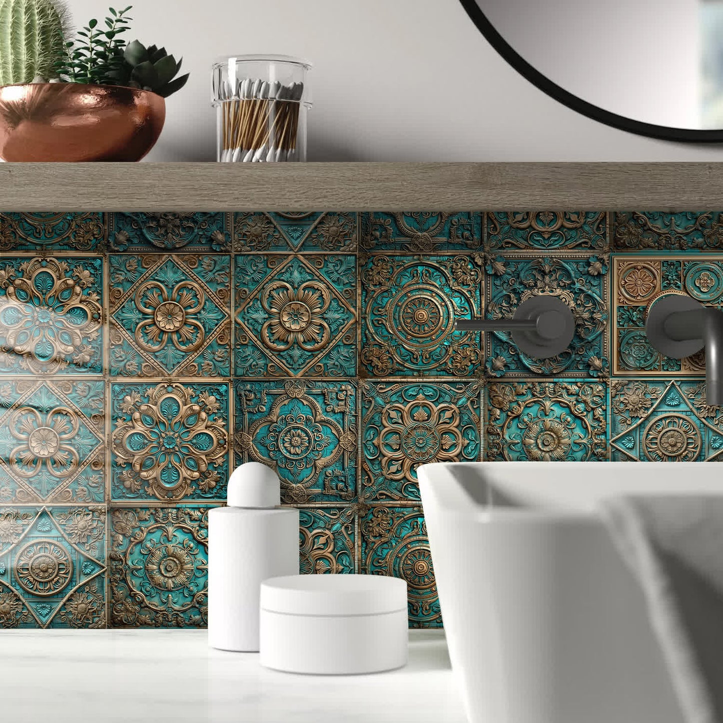 Wasserfeste Fliesenaufkleber im Vintage-Mandala-Stil (10 Stück)