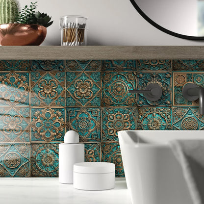 Wasserfeste Fliesenaufkleber im Vintage-Mandala-Stil (10 Stück)