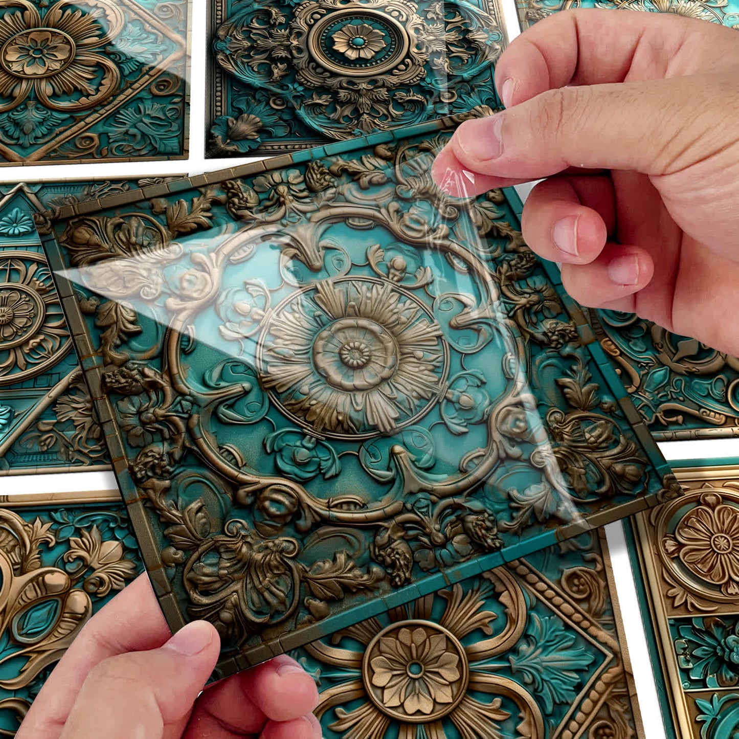 Wasserfeste Fliesenaufkleber im Vintage-Mandala-Stil (10 Stück)