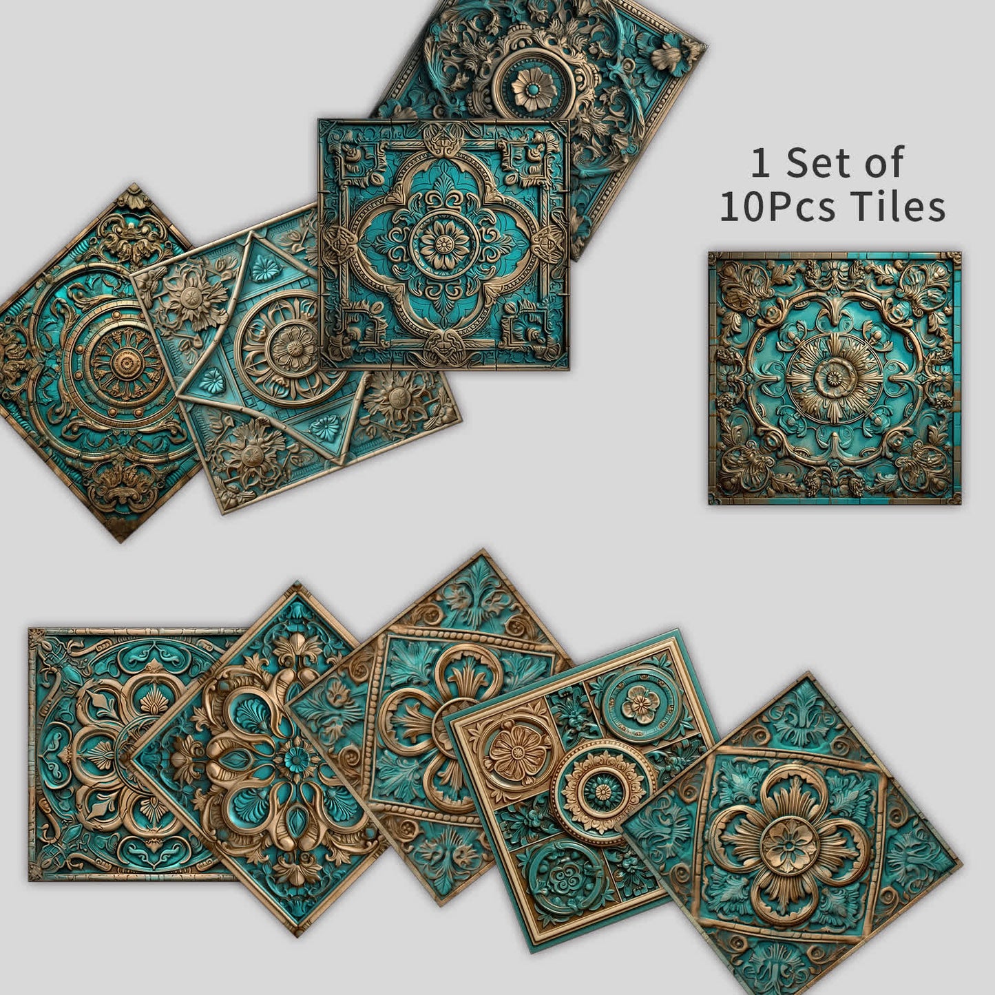 Wasserfeste Fliesenaufkleber im Vintage-Mandala-Stil (10 Stück)
