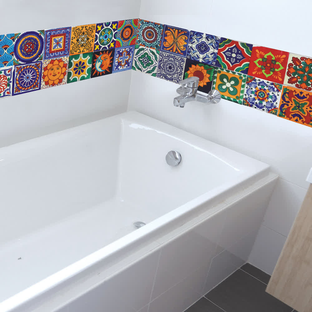 Talavera Bohemian Wasserfester Wandaufkleber (24 Stück)