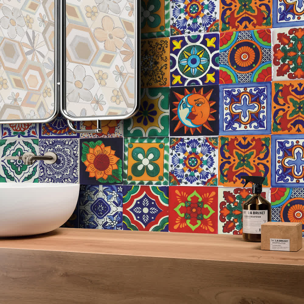 Talavera Bohemian Wasserfester Wandaufkleber (24 Stück)