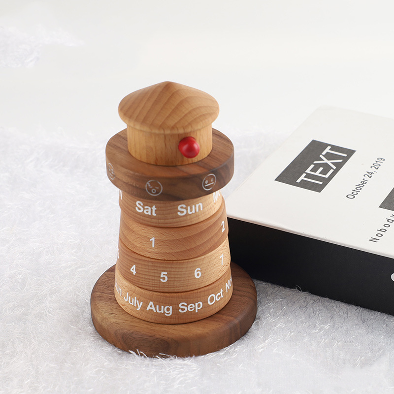 Leuchtturm-Tischkalender aus Holz