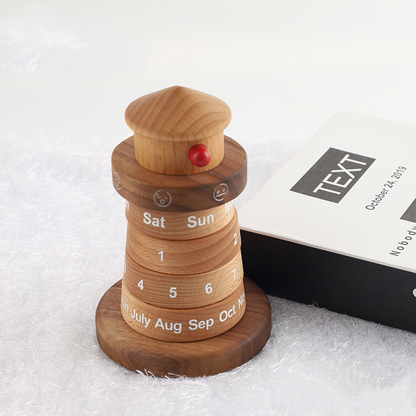 Leuchtturm-Tischkalender aus Holz