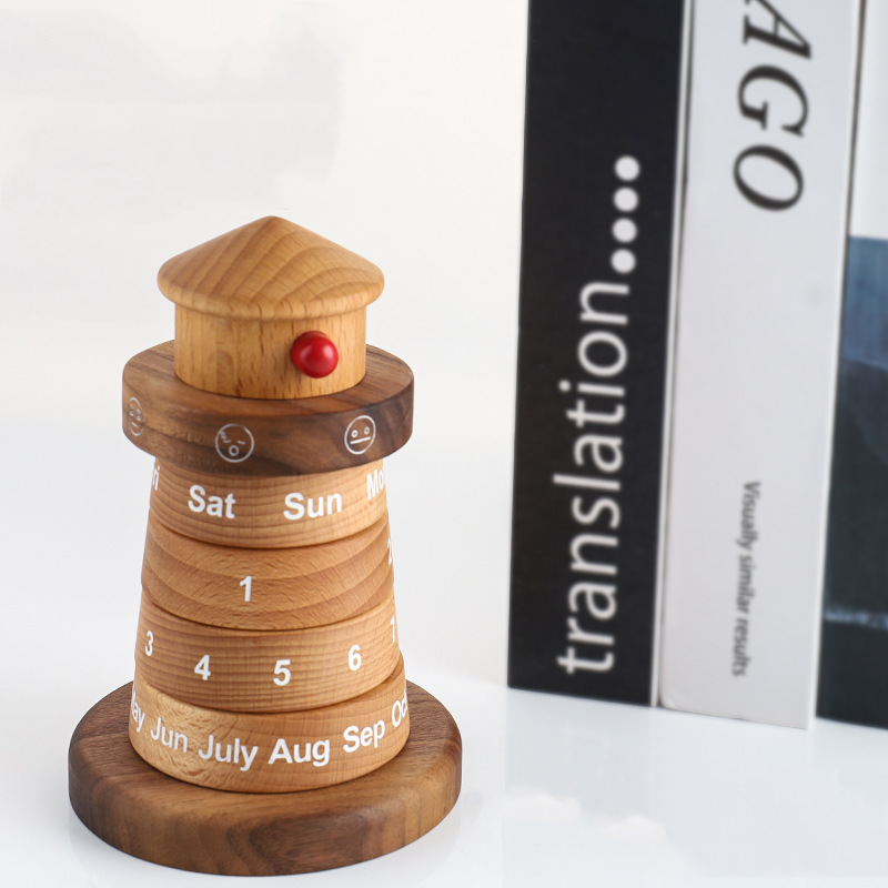 Leuchtturm-Tischkalender aus Holz