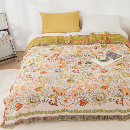 Retro-Paisley-Baumwollgazedecke mit Quaste