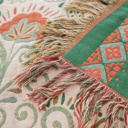 Retro-Paisley-Baumwollgazedecke mit Quaste