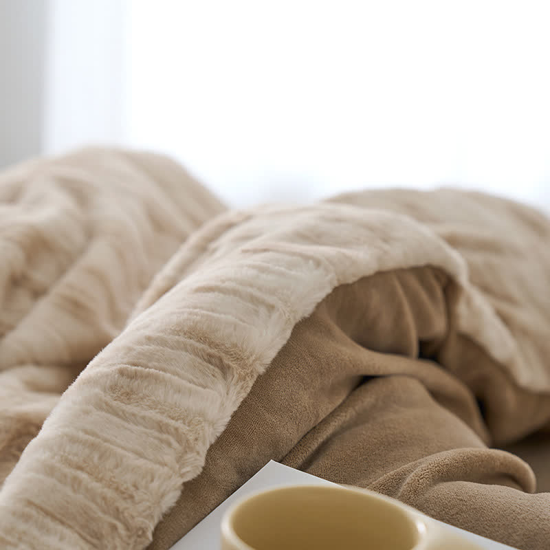 Einfaches Bettwäscheset aus weichem Samt mit Farbverlauf (4-teilig)