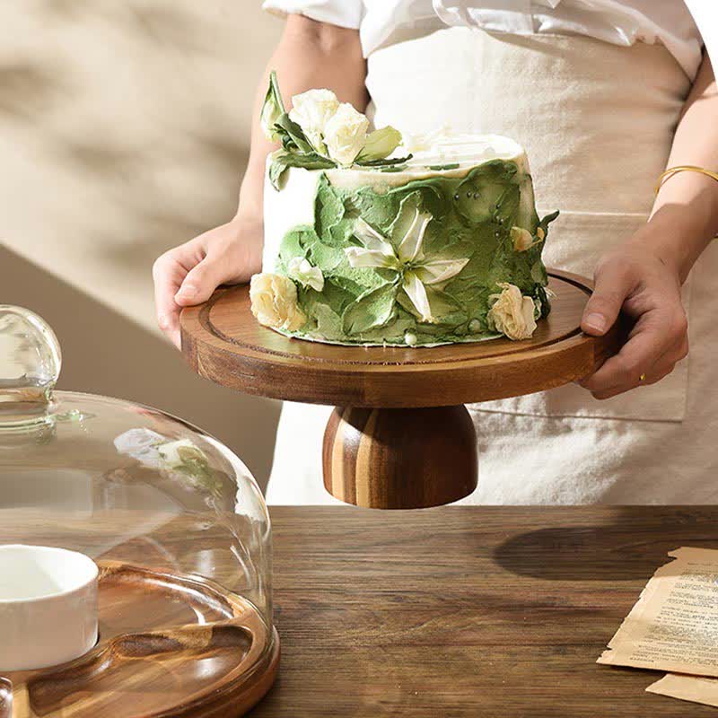 Transparentes Ständertablett aus Holz, Dessertteller
