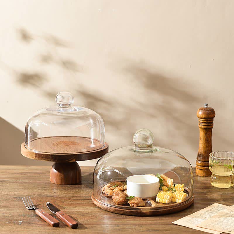 Transparentes Ständertablett aus Holz, Dessertteller