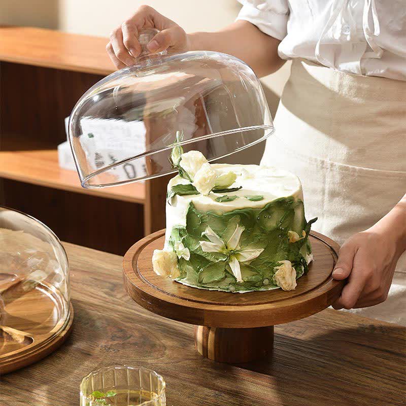 Transparentes Ständertablett aus Holz, Dessertteller