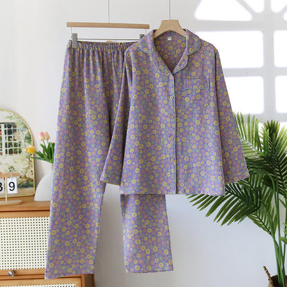 Jacquard-Pyjama-Set aus Baumwolle mit blühenden Blumen