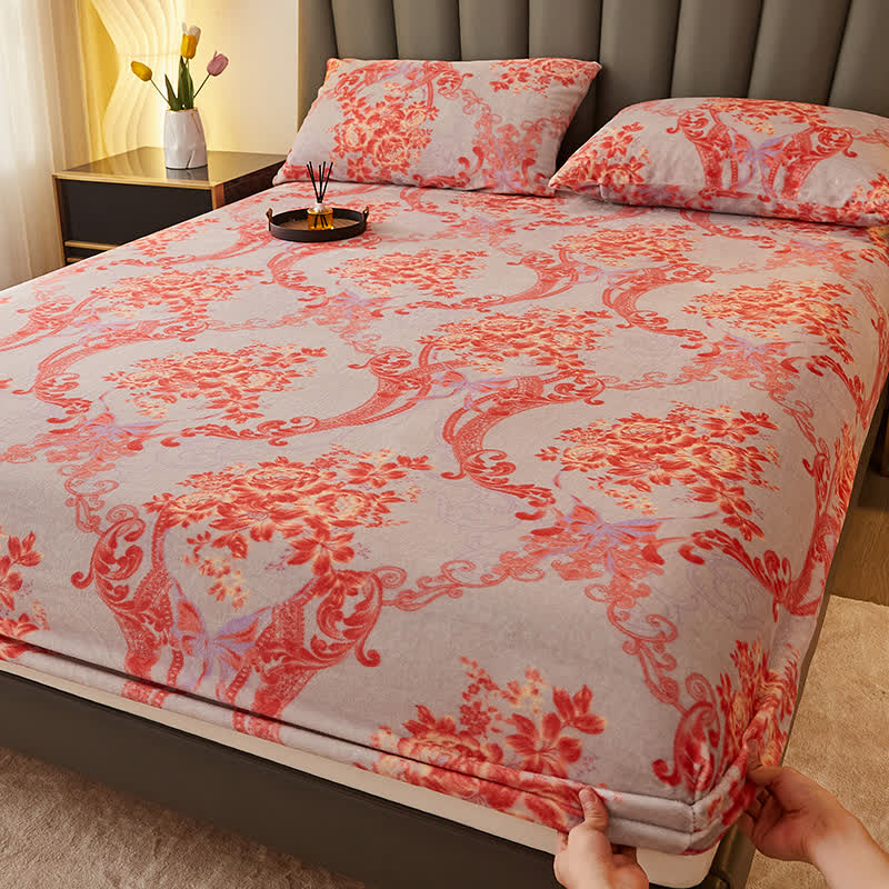 Spannbettlaken aus weichem Flanell mit Retro-Blumenmuster