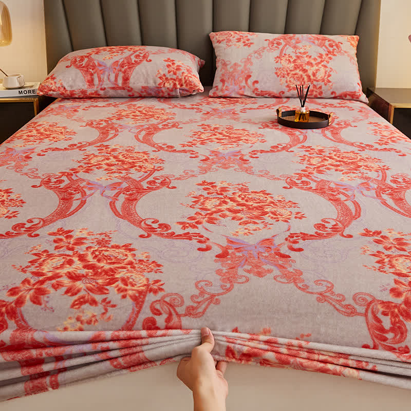 Spannbettlaken aus weichem Flanell mit Retro-Blumenmuster