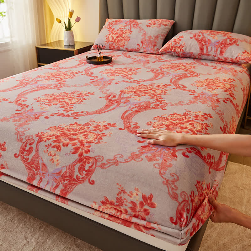 Spannbettlaken aus weichem Flanell mit Retro-Blumenmuster