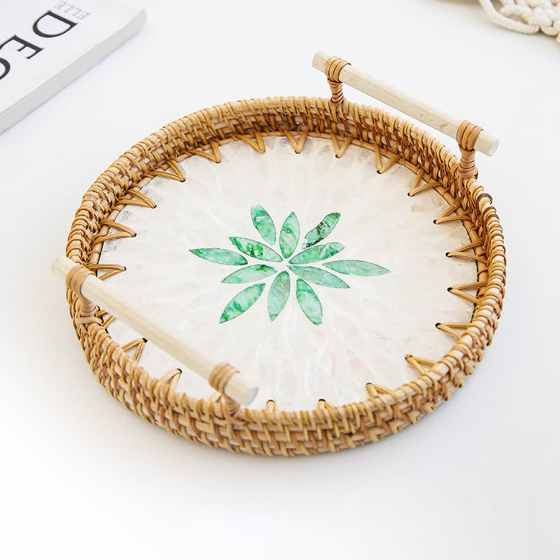 Rattan-gewebtes Tablett, Snack-Aufbewahrungskorb