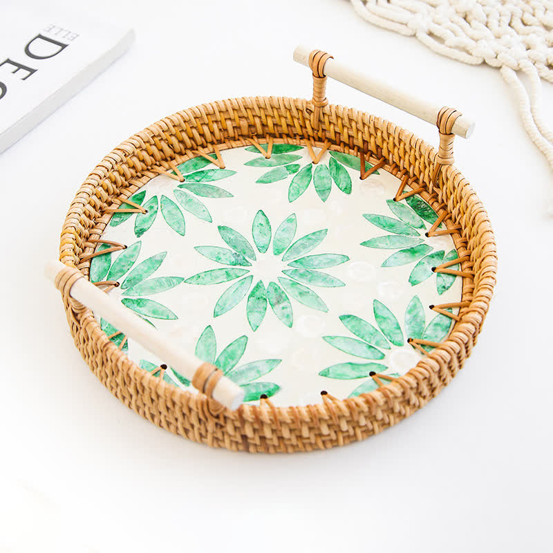 Rattan-gewebtes Tablett, Snack-Aufbewahrungskorb