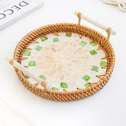 Rattan-gewebtes Tablett, Snack-Aufbewahrungskorb