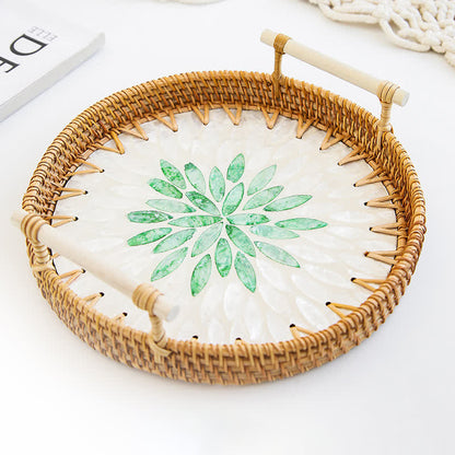 Rattan-gewebtes Tablett, Snack-Aufbewahrungskorb