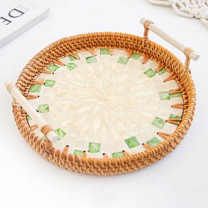 Rattan-gewebtes Tablett, Snack-Aufbewahrungskorb