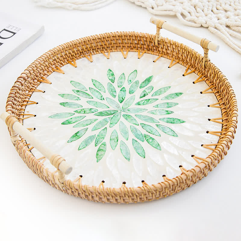 Rattan-gewebtes Tablett, Snack-Aufbewahrungskorb