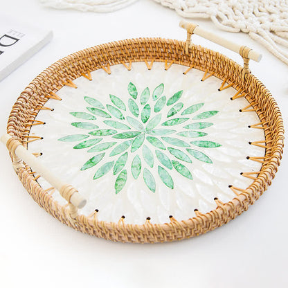Rattan-gewebtes Tablett, Snack-Aufbewahrungskorb