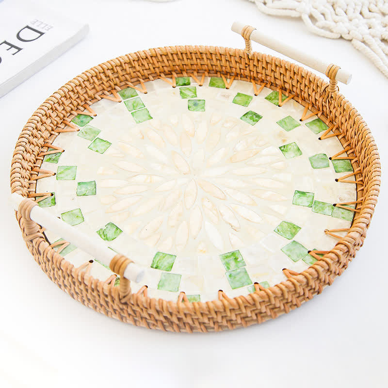 Rattan-gewebtes Tablett, Snack-Aufbewahrungskorb