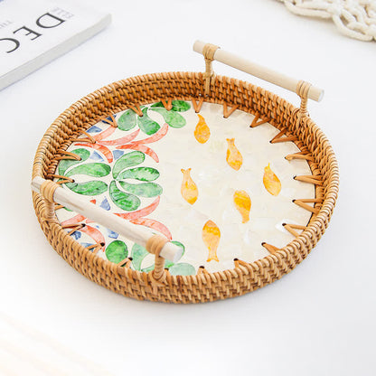 Rattan-gewebtes Tablett, Snack-Aufbewahrungskorb