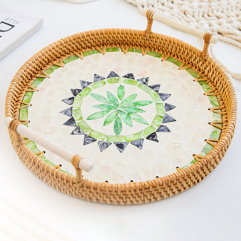 Rattan-gewebtes Tablett, Snack-Aufbewahrungskorb
