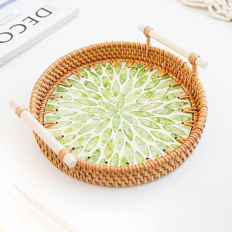 Rattan-gewebtes Tablett, Snack-Aufbewahrungskorb