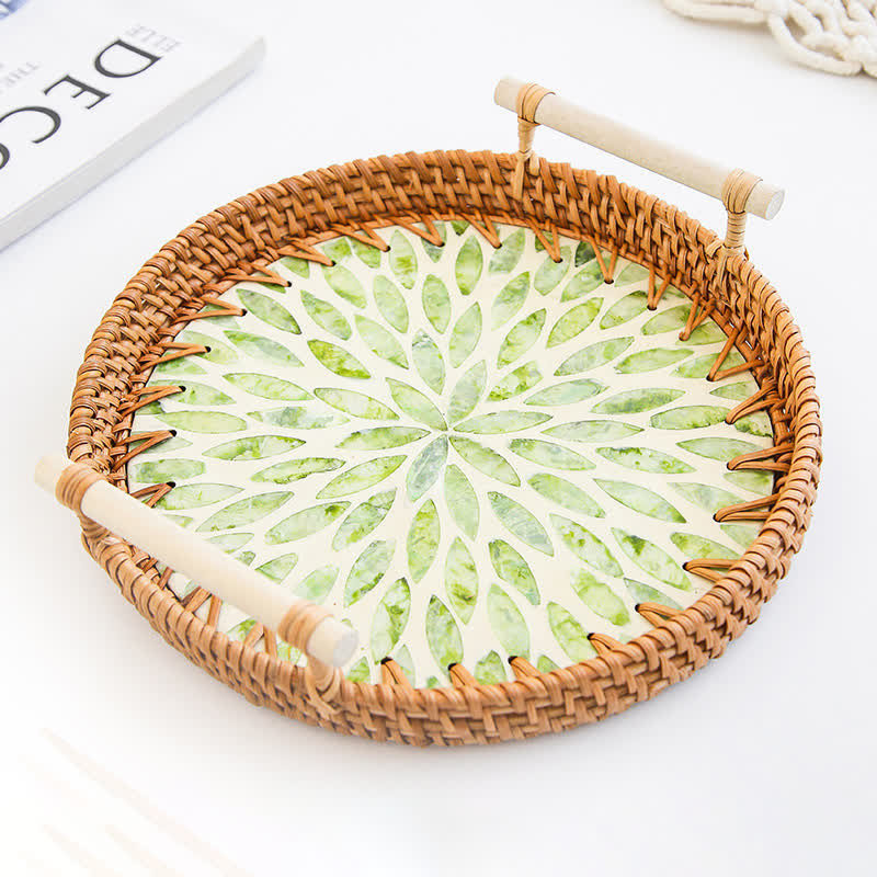 Rattan-gewebtes Tablett, Snack-Aufbewahrungskorb