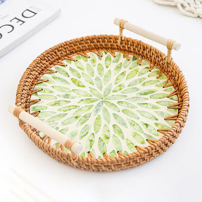 Rattan-gewebtes Tablett, Snack-Aufbewahrungskorb