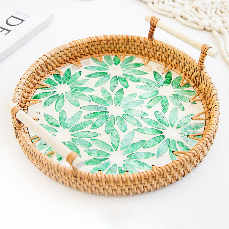 Rattan-gewebtes Tablett, Snack-Aufbewahrungskorb