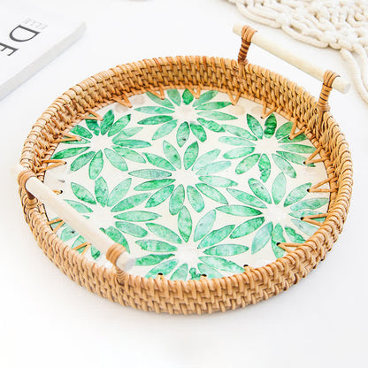 Rattan-gewebtes Tablett, Snack-Aufbewahrungskorb