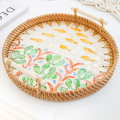 Rattan-gewebtes Tablett, Snack-Aufbewahrungskorb