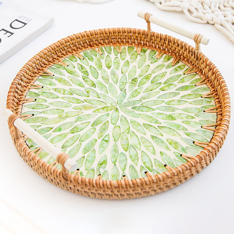 Rattan-gewebtes Tablett, Snack-Aufbewahrungskorb