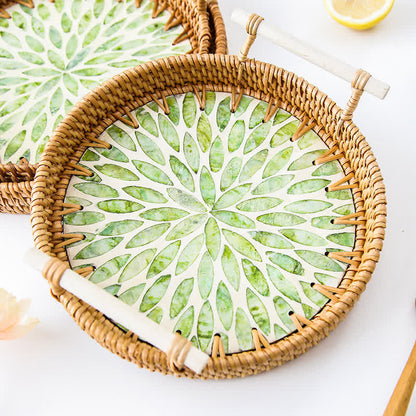 Rattan-gewebtes Tablett, Snack-Aufbewahrungskorb