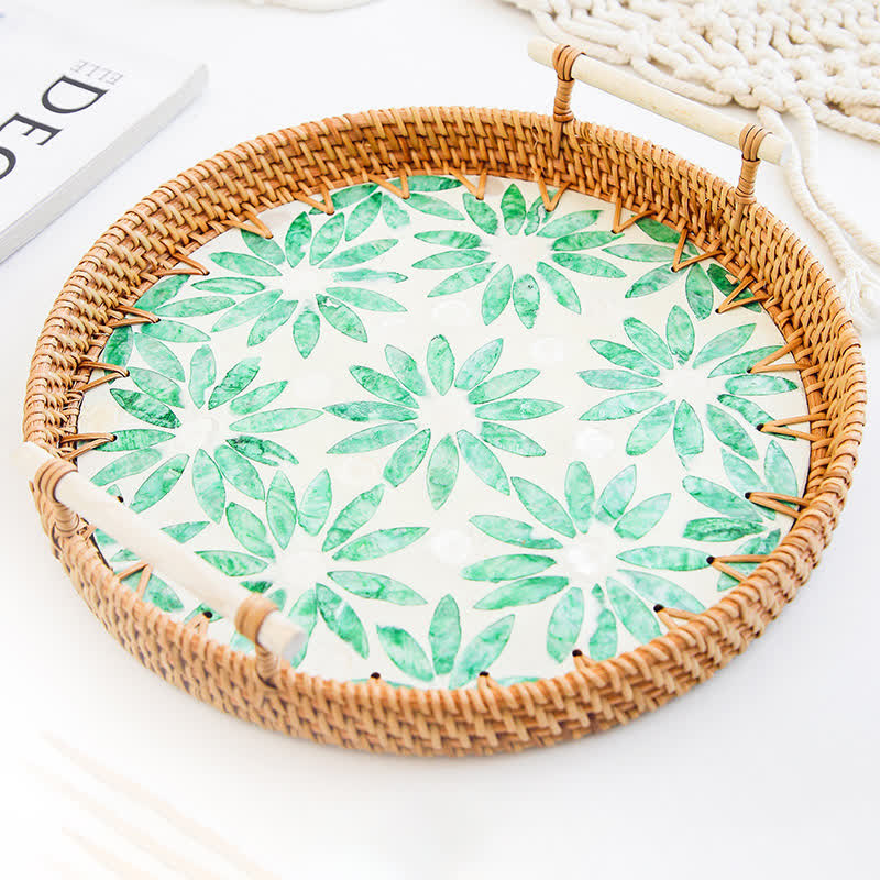 Rattan-gewebtes Tablett, Snack-Aufbewahrungskorb
