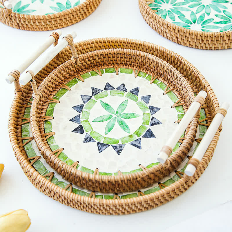 Rattan-gewebtes Tablett, Snack-Aufbewahrungskorb