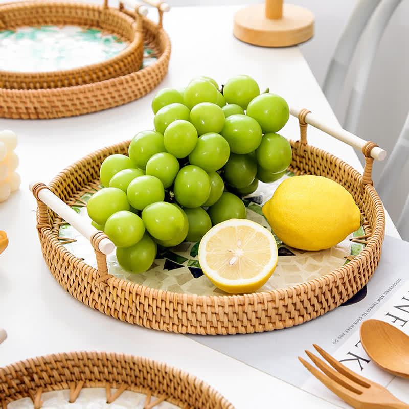 Rattan-gewebtes Tablett, Snack-Aufbewahrungskorb