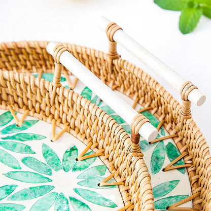 Rattan-gewebtes Tablett, Snack-Aufbewahrungskorb