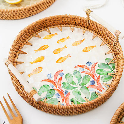 Rattan-gewebtes Tablett, Snack-Aufbewahrungskorb