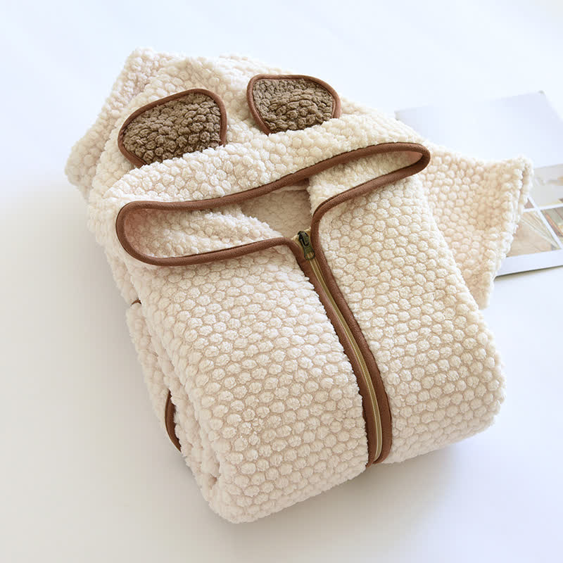 Warmes Fleece-Pyjama-Set mit Kapuze