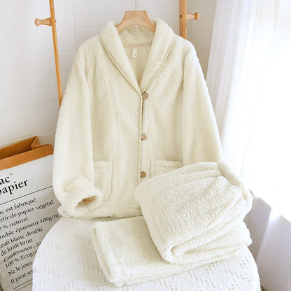 Einfaches, einfarbiges Fleece-Pyjama-Set für Paare