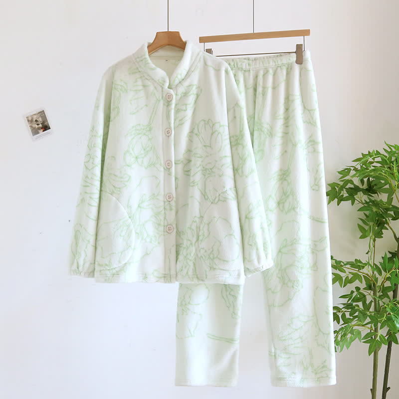 Rural Lotus – Warmes Flanell-Pyjama-Set
