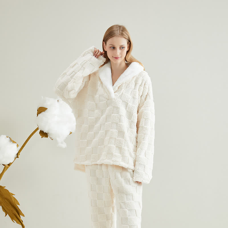 Jacquard-Pyjama-Set aus Fleece mit Schachbrettmuster